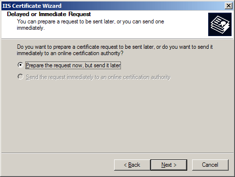 IIS SSL server certificate - immediate request